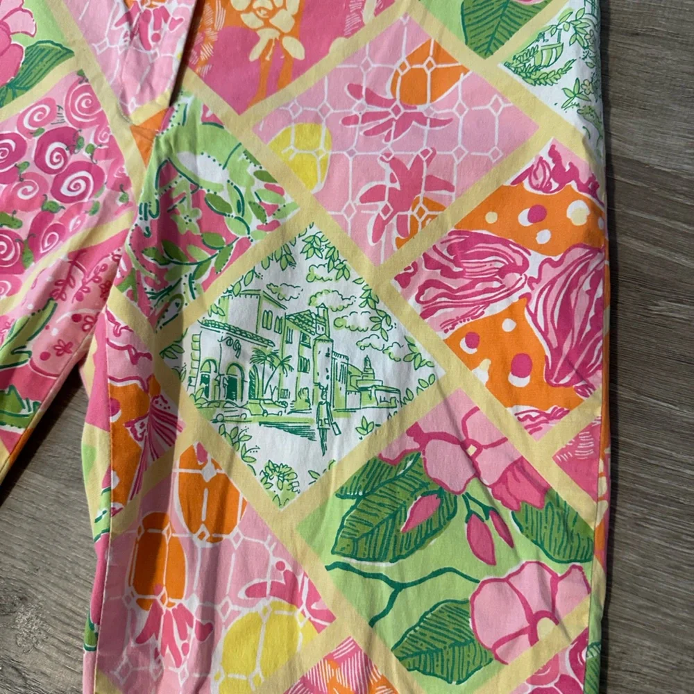 Lilly Pulitzer Sz 4 Vintage Patchwork Print Colorful‎ Casual Elegant Crop Pants - Picture 3 of 9